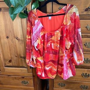 SOFTWORKS bright stretchy scooped neckline top with 3/4 sleeves